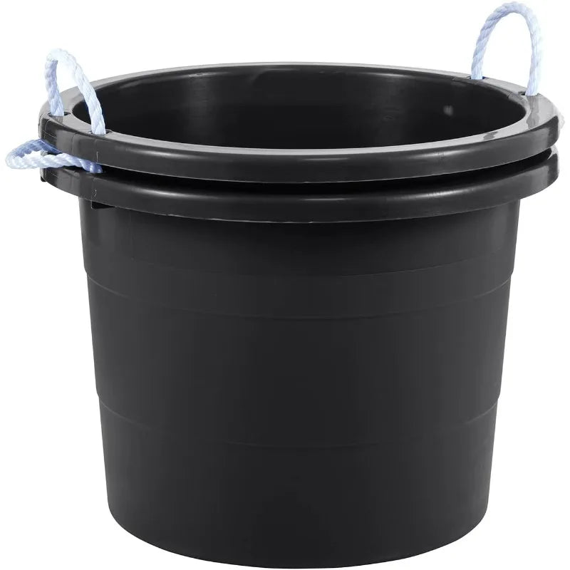 19 Gallon Rope Handle Tub, 2-Pack, Heavy-Duty Organization And Easy-Access Storage Tub, Multi-Purpose