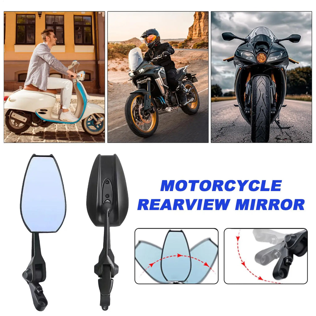 1 Pair Universal Adjustable Motorcycle Rear View Mirror for Scooter ATV Motorcycle Accessories Side Mirror blue anti-glare Glass