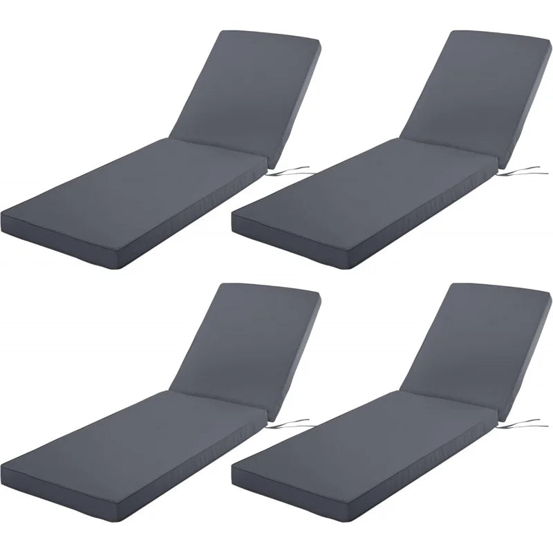 (UUX)Chaise Cushion Outdoor, Waterproof and Stain-Resistant Lounge Deck Reclining Chair Cushions for 72x21x3 Inch, Set of 4, UQ