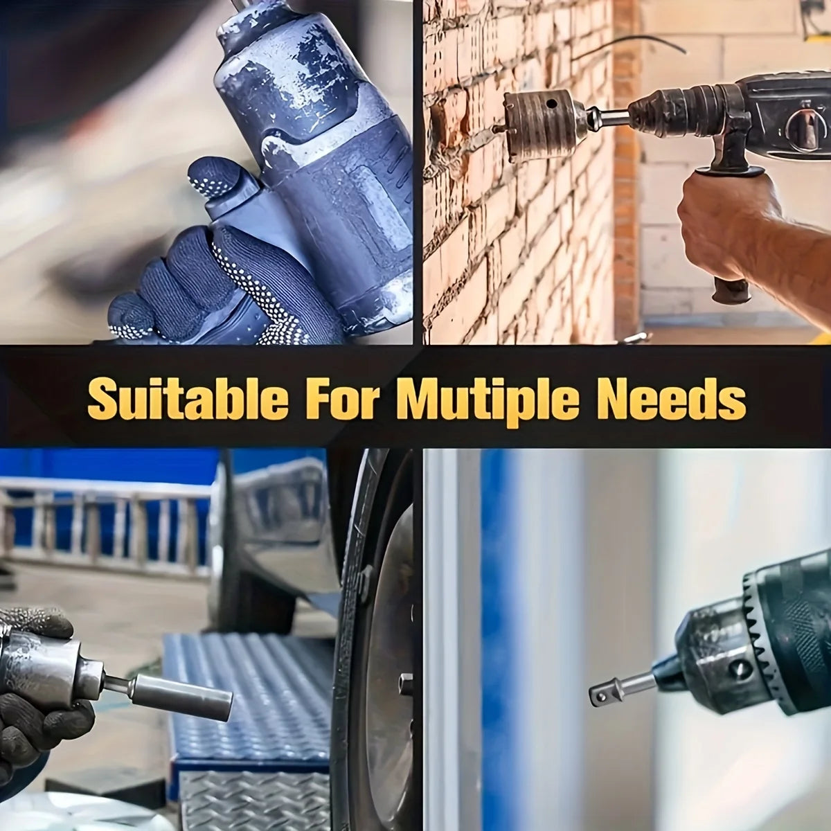 3PC Hexagonal Handle Natural Color Extension Rod 50mm Adapter 1/2 Screwdriver 3/8 Square Head 1/4 Sleeve Electric Tool Accessori