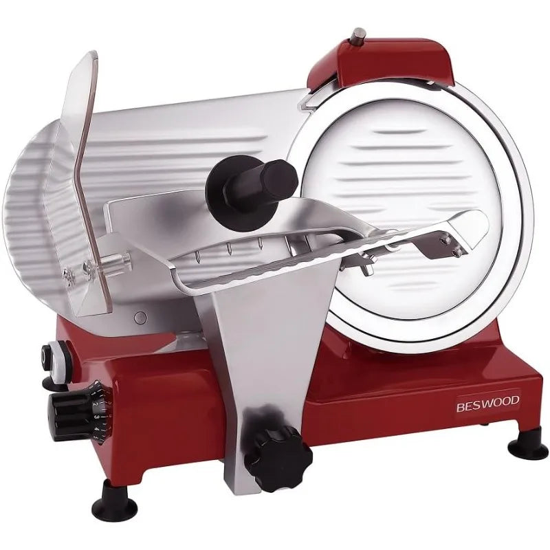 10" Premium Chromium-plated Steel Blade Electric Deli Meat Cheese Food Slicer With Serving Plate Commercial And For Home Use 240
