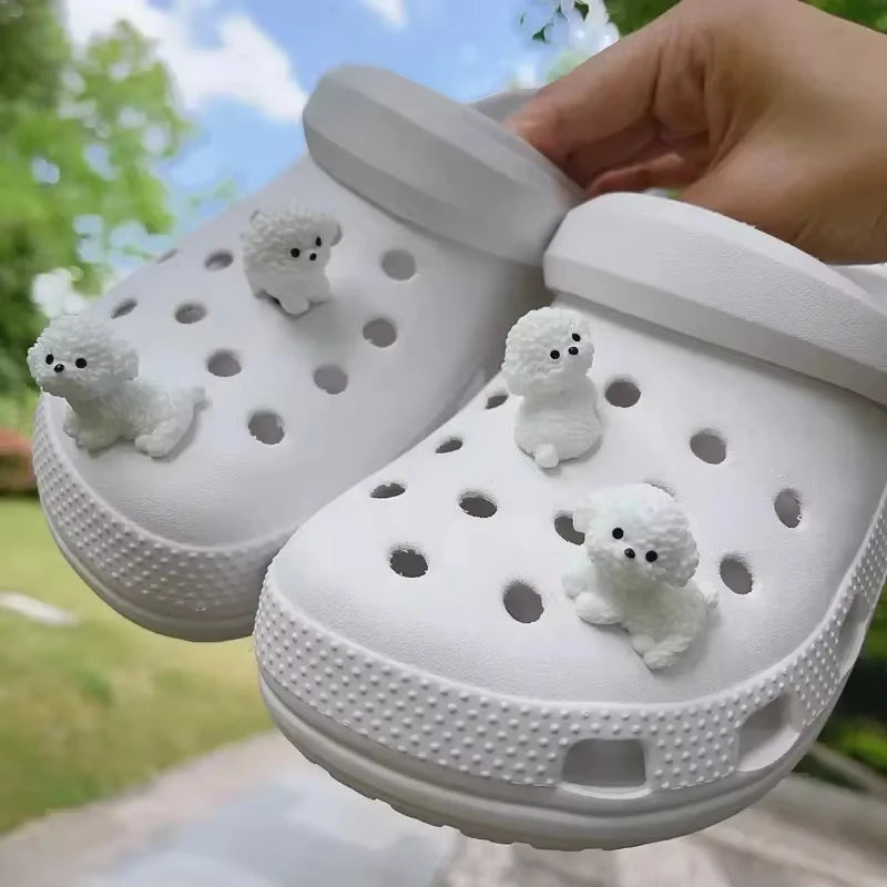 1/4Pcs Set 3D Cute Puppy Shoe Decoration DIY Charms for Clogs Sandals - Holiday Xmas Gift Idea