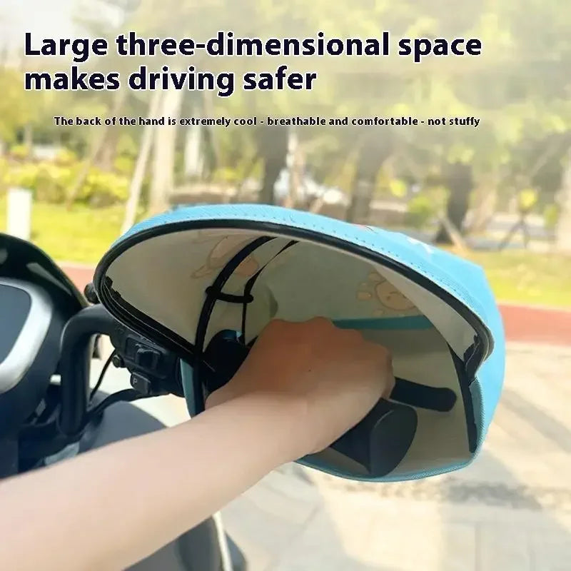 1 Pair Summer Sunscreen Heat Shading Gloves Electric Car Handlebar Cover Motorcycle Battery Car Hand Guard Cover