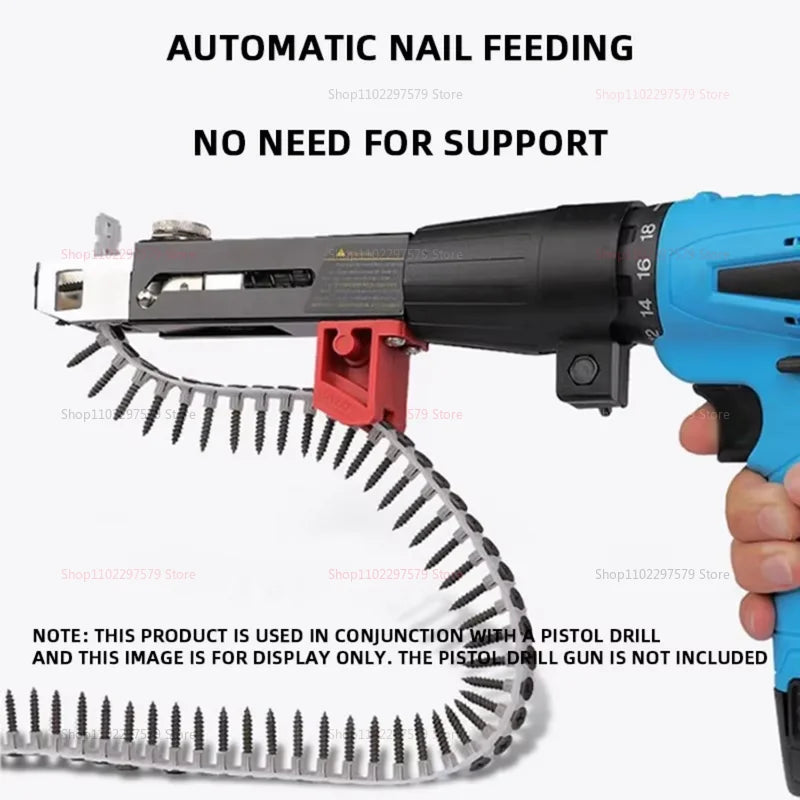 Automatic Screwdriver Chain Nail Gun Adapter for Electric Drill Woodworking Screwdriver Nozzle Power Tool Attachments Compatible
