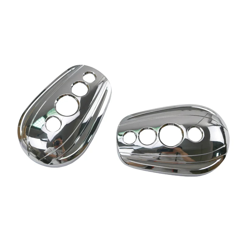 1 Pair Oval Motorcycle Rear View Mirrors Cover Cap for Harley Dyna Road King Electra Glide Sportster 883 1200