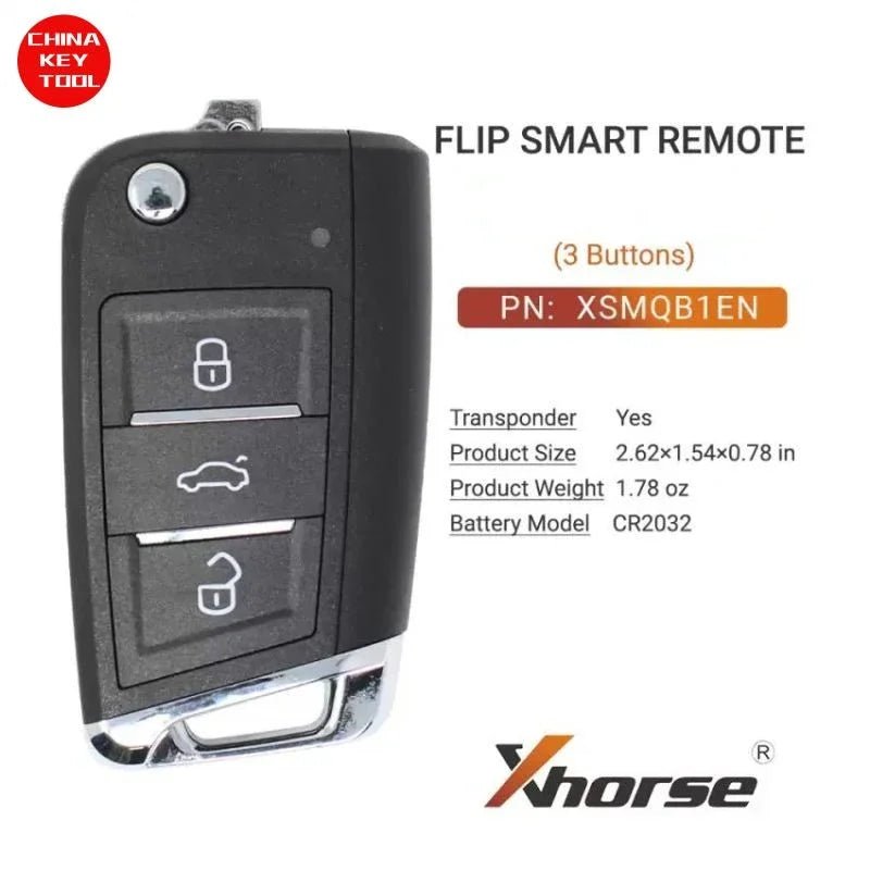 1PCS Xhorse Smart Flip Remote Key For MQB Style 3 Buttons XSMQB1EN - PCWLDASHRES