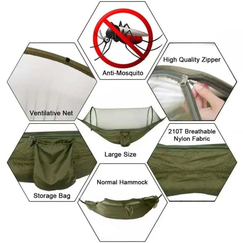 2 Person Outdoor Camping Hammock with Mosquito Net Portable Comfortable Sleeping Tent Hammock Outdoor Furniture Bed - PCWLDASHRES