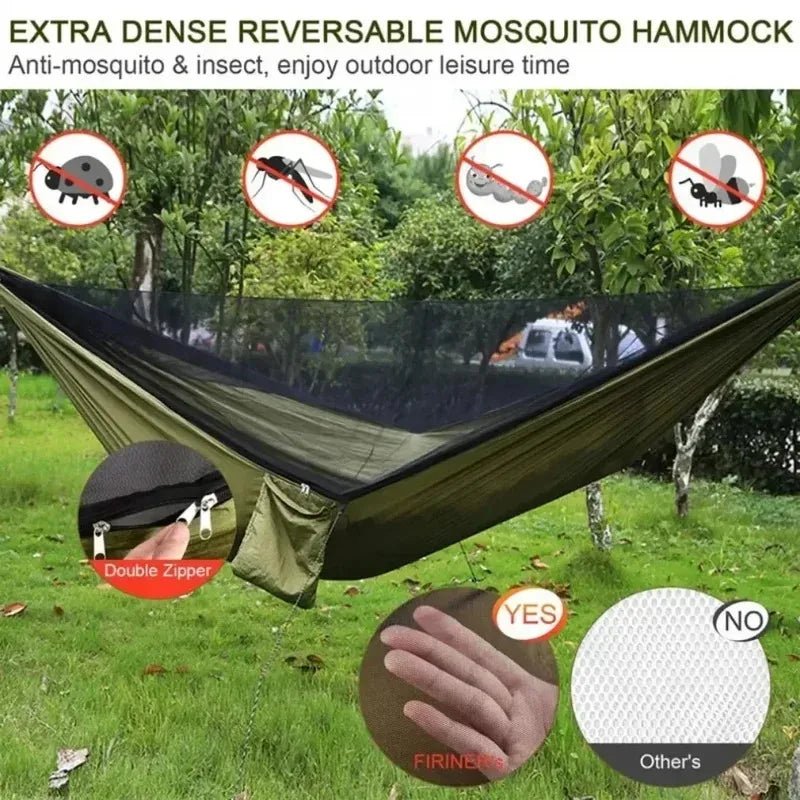2 Person Outdoor Camping Hammock with Mosquito Net Portable Comfortable Sleeping Tent Hammock Outdoor Furniture Bed - PCWLDASHRES