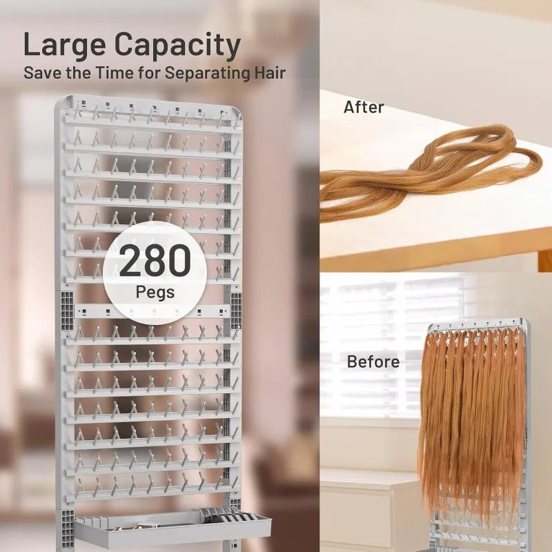 2 - sided 280 Pegs Braiding Rack, Adjustable Hair Racks With Tray And 17 Braiding Tools, Braid Rack For Braiders, Hair Separator - PCWLDASHRES