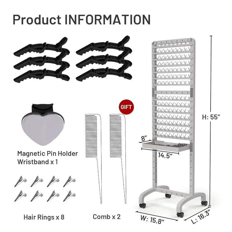 2 - sided 280 Pegs Braiding Rack, Adjustable Hair Racks With Tray And 17 Braiding Tools, Braid Rack For Braiders, Hair Separator - PCWLDASHRES