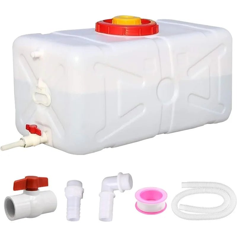 20 Gallon Portable Water Tank With Spigot&Hose, Water Storage Container For Camping, RV, Truck, Emergency Preparedness - PCWLDASHRES