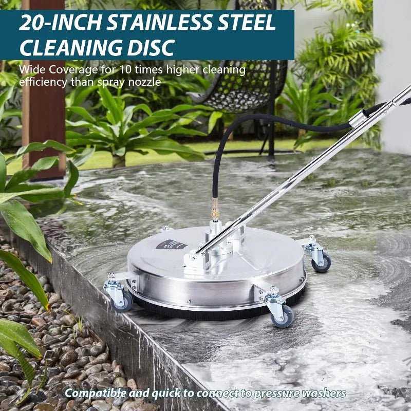 20" Pressure Washer Surface Cleaner, Power Washer Surface Cleaner with Dual Handle, 4 Wheels, 3/8" Connector, 2 Nozzles - PCWLDASHRES