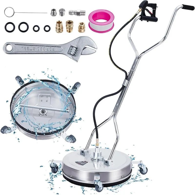 20" Pressure Washer Surface Cleaner, Power Washer Surface Cleaner with Dual Handle, 4 Wheels, 3/8" Connector, 2 Nozzles - PCWLDASHRES