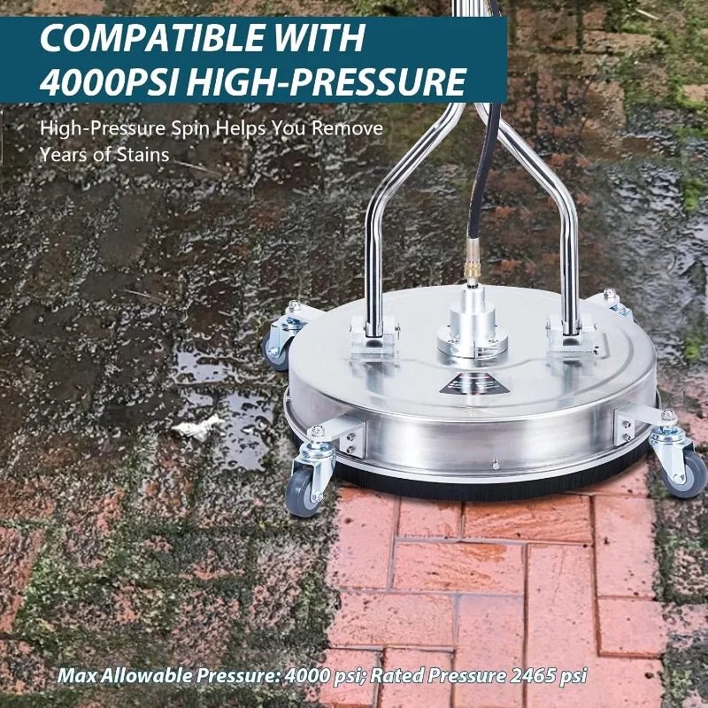 20" Pressure Washer Surface Cleaner, Power Washer Surface Cleaner with Dual Handle, 4 Wheels, 3/8" Connector, 2 Nozzles - PCWLDASHRES