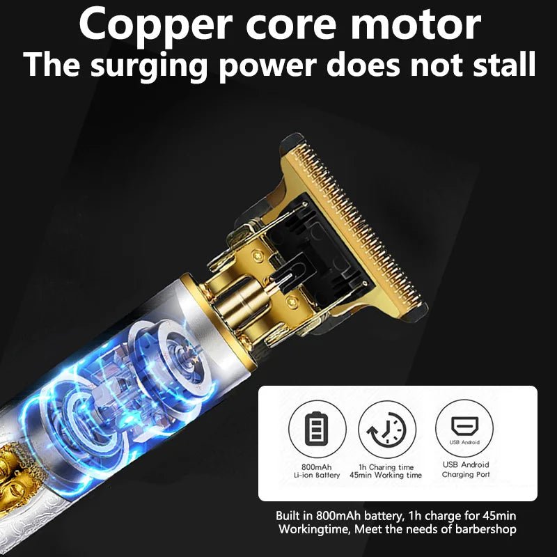 2025 T9 HairClipper Beard Shaving Body Hair Trimmer Clippers Electric Machine Men Haircut Machine 0mm Barber ShaverDragon Carved - PCWLDASHRES