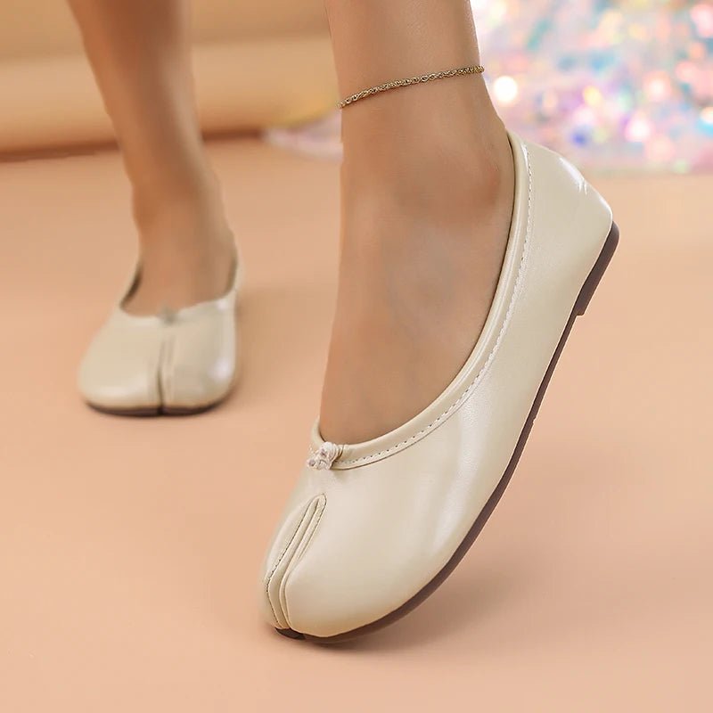 2025 Women's Leather Toe Separator Loafers Flat Comfortable Slip - On Breathable Casual Shoes - PCWLDASHRES
