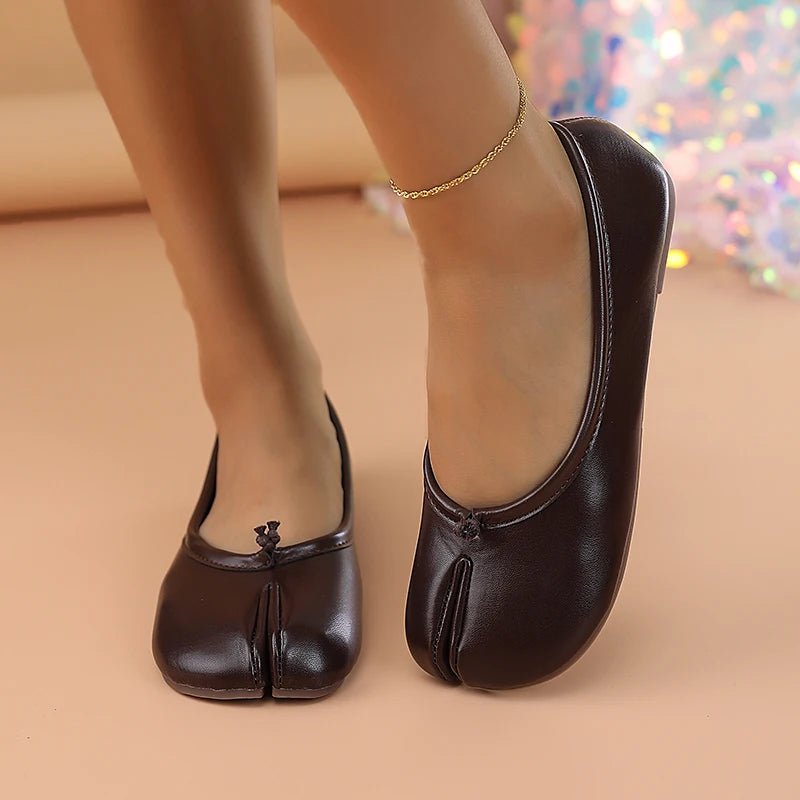 2025 Women's Leather Toe Separator Loafers Flat Comfortable Slip - On Breathable Casual Shoes - PCWLDASHRES