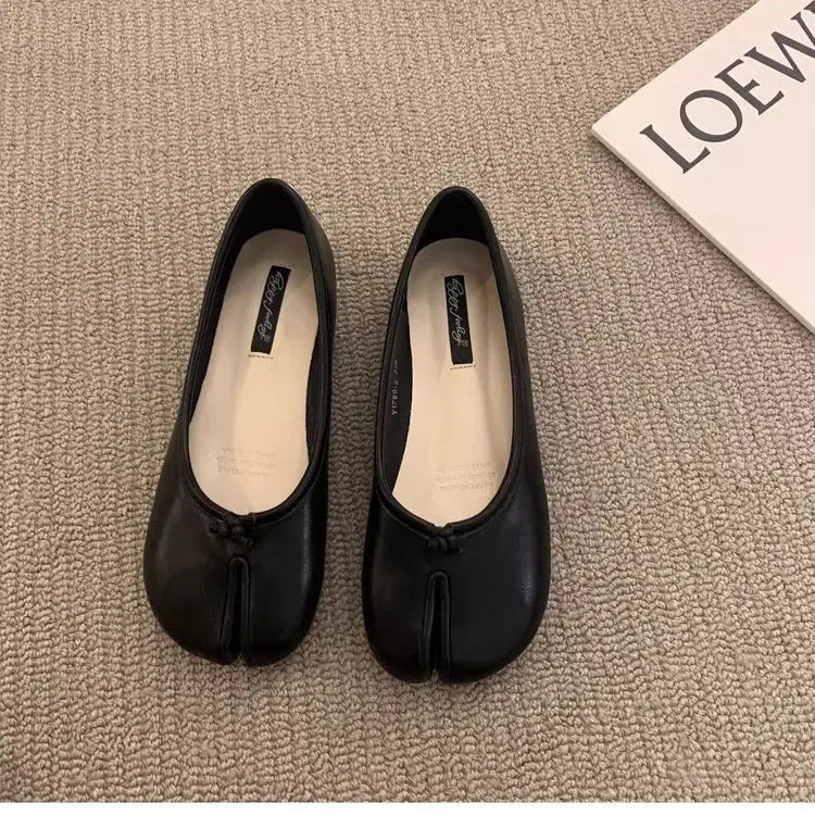 2025 Women's Leather Toe Separator Loafers Flat Comfortable Slip - On Breathable Casual Shoes - PCWLDASHRES