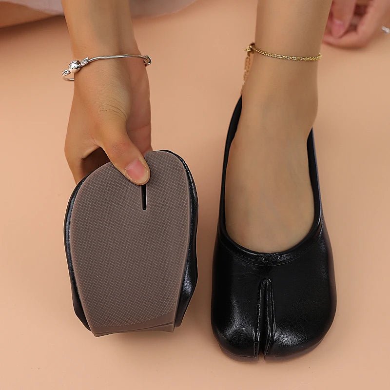 2025 Women's Leather Toe Separator Loafers Flat Comfortable Slip - On Breathable Casual Shoes - PCWLDASHRES