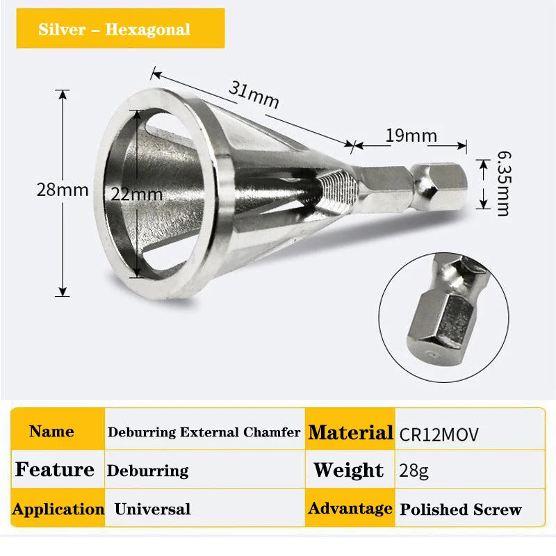 SenNan Deburring External Chamfer Tool Gr12mo Triangle/Hexagonal Metal Shank Drill Bit Remove Burr Power Tool Accessories