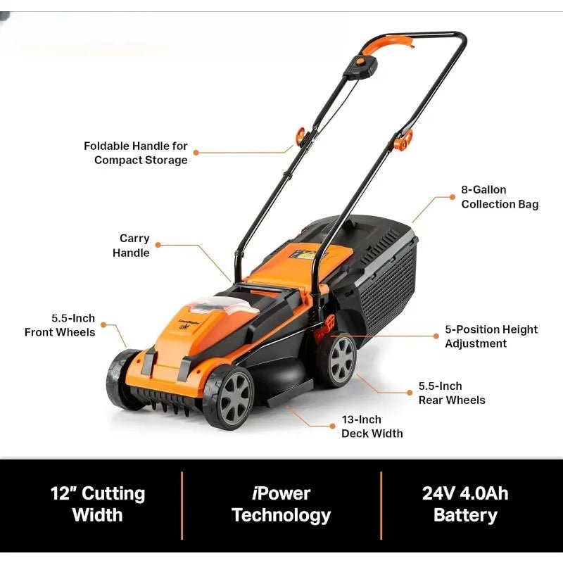 24VMWBL 24V Max 13 - inch Cordless Lawn Mower And Cordless Leaf Blower Combo With 2x4.0Ah Batteries And Charger - PCWLDASHRES