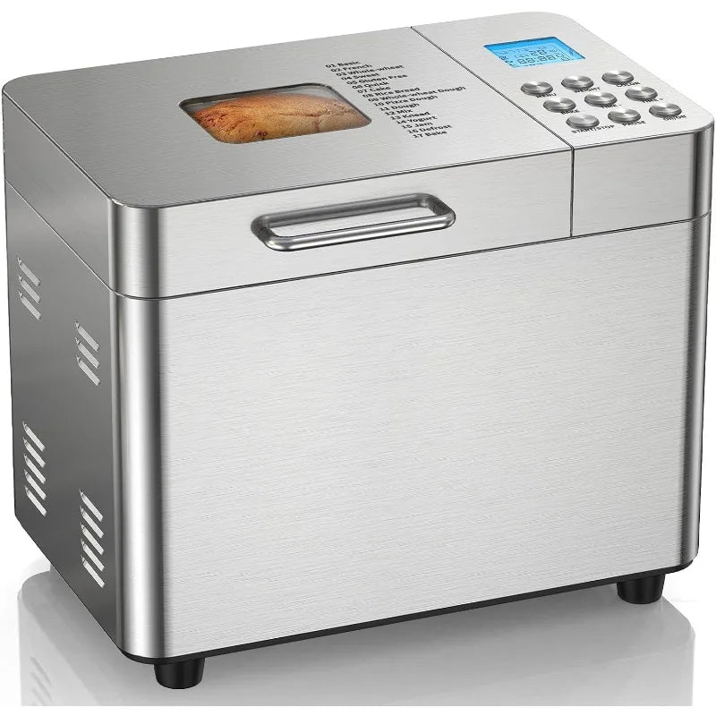 2LB Bread Maker Machine, 17 In 1 Automatic Stainless Steel Bread Machine, Non - stick, Beginner - Friendly Controls, 15 Hour Timer - PCWLDASHRES