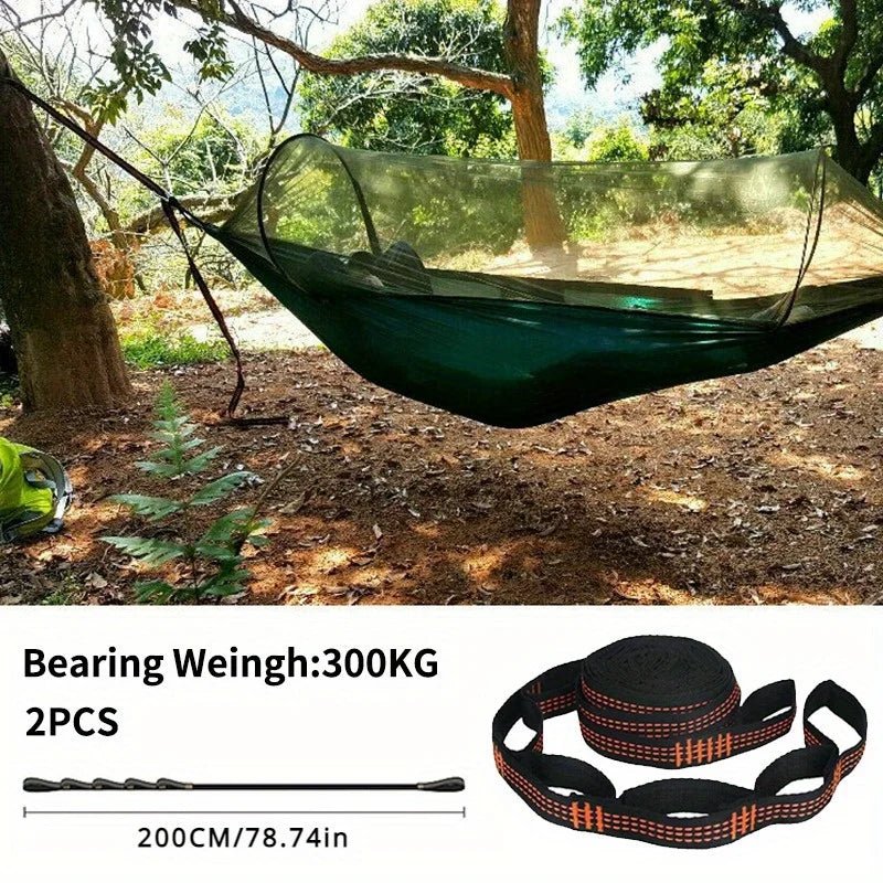 2pcs Hammock Straps, Special Reinforced Polyester Straps, 5 Ring High Load - Bearing Barbed Hammock Straps For Outdoor Camping - PCWLDASHRES