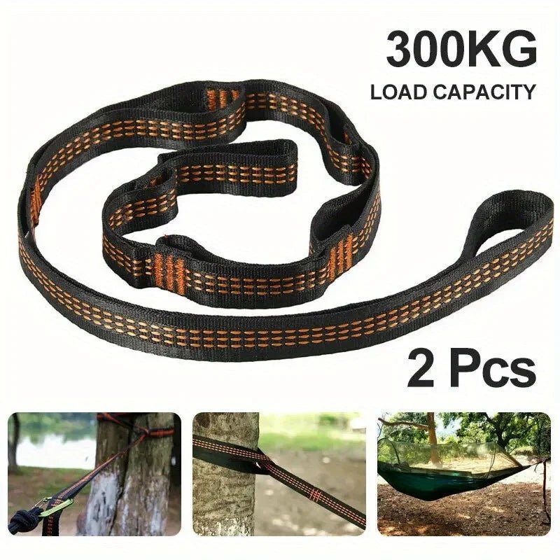 2pcs Hammock Straps, Special Reinforced Polyester Straps, 5 Ring High Load - Bearing Barbed Hammock Straps For Outdoor Camping - PCWLDASHRES