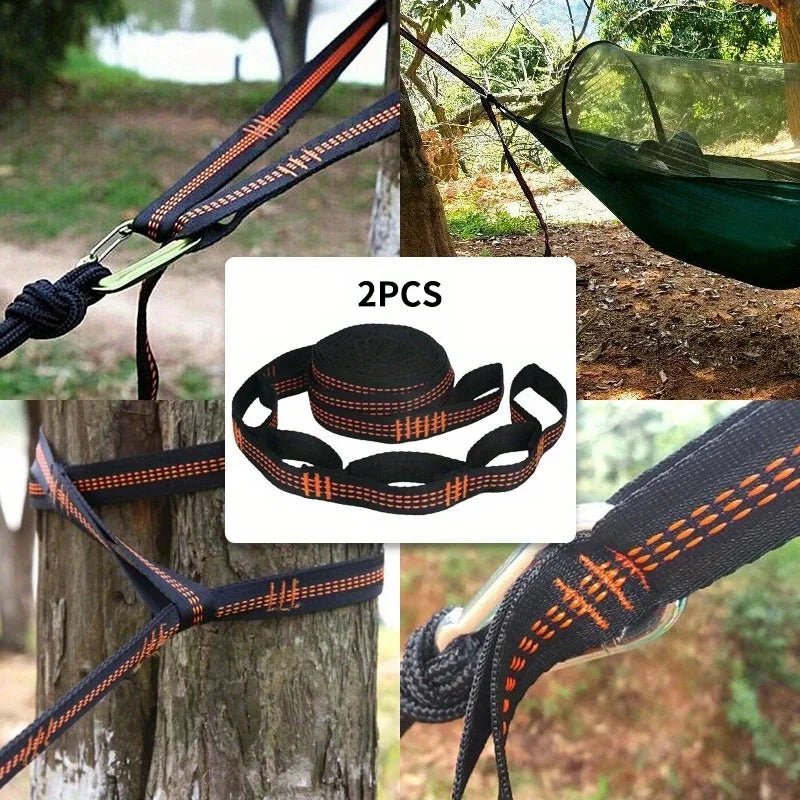 2pcs Hammock Straps, Special Reinforced Polyester Straps, 5 Ring High Load - Bearing Barbed Hammock Straps For Outdoor Camping - PCWLDASHRES