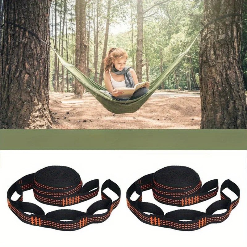 2pcs Hammock Straps, Special Reinforced Polyester Straps, 5 Ring High Load - Bearing Barbed Hammock Straps For Outdoor Camping - PCWLDASHRES