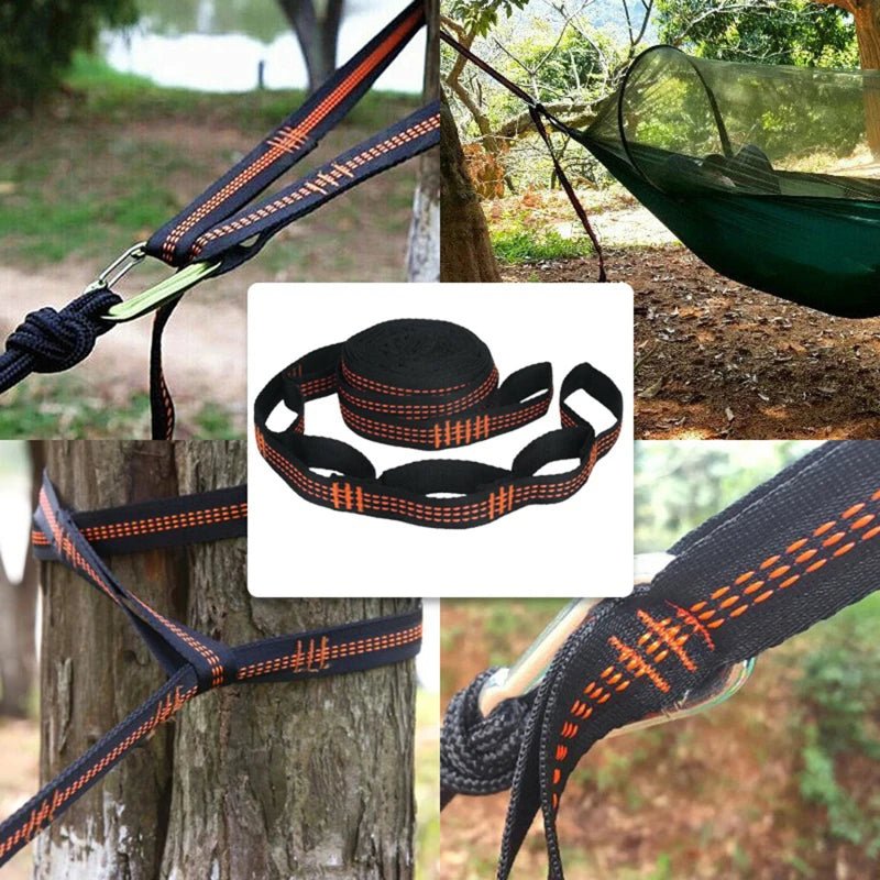2Pcs High Bearing Capacity Hammock Straps 600lbs Breaking Strength Polyester Hammock Belt Rope 5 Ring Correias De Poliéster - PCWLDASHRES