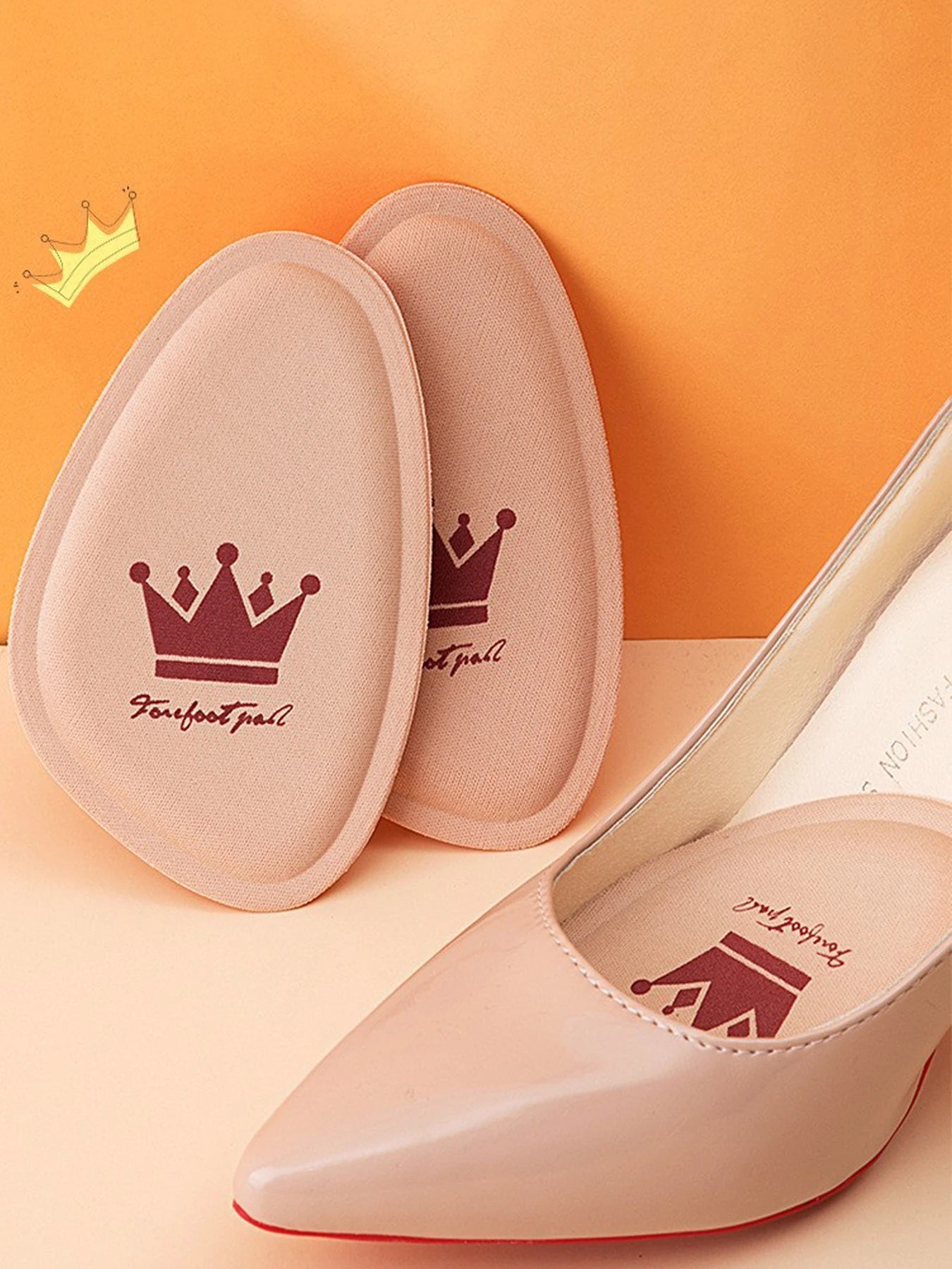 2pcs Letter Graphic Shoe Insoles, Fashion Apricot Insoles For Pumps - PCWLDASHRES