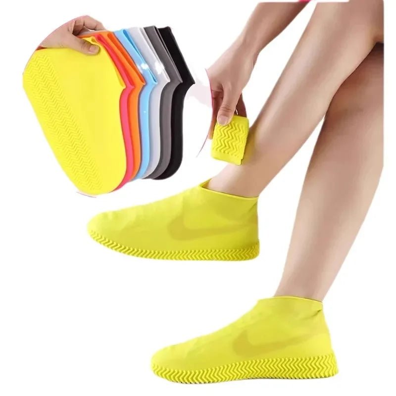 2pcs Waterproof Non - slip Silicone Shoe High Elastic Wear - resistant Unisex Rain Boots for Outdoor Rainy Day Reusable Shoe Cover - PCWLDASHRES