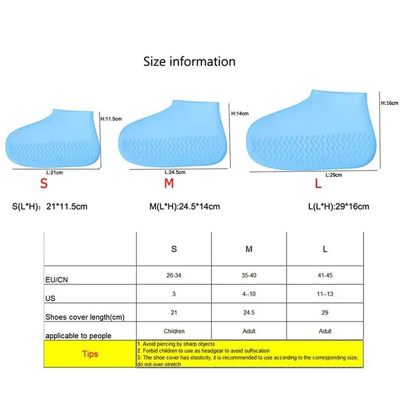 2pcs Waterproof Non - slip Silicone Shoe High Elastic Wear - resistant Unisex Rain Boots for Outdoor Rainy Day Reusable Shoe Cover - PCWLDASHRES