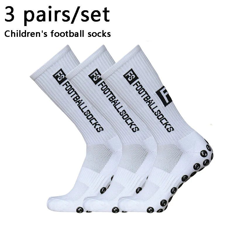 3 pairs 34 - 39 New children and youth sports breathable soccer socks square silicone non - slip grip football socks futbol - PCWLDASHRES