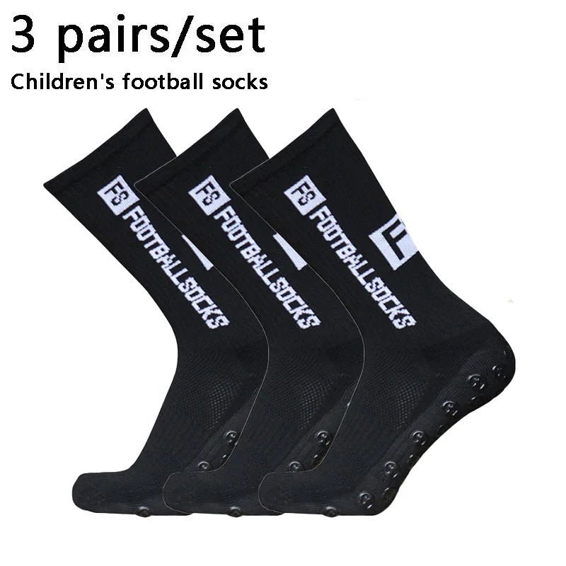 3 pairs 34 - 39 New children and youth sports breathable soccer socks square silicone non - slip grip football socks futbol - PCWLDASHRES