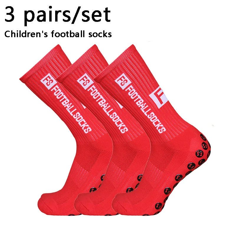 3 pairs 34 - 39 New children and youth sports breathable soccer socks square silicone non - slip grip football socks futbol - PCWLDASHRES