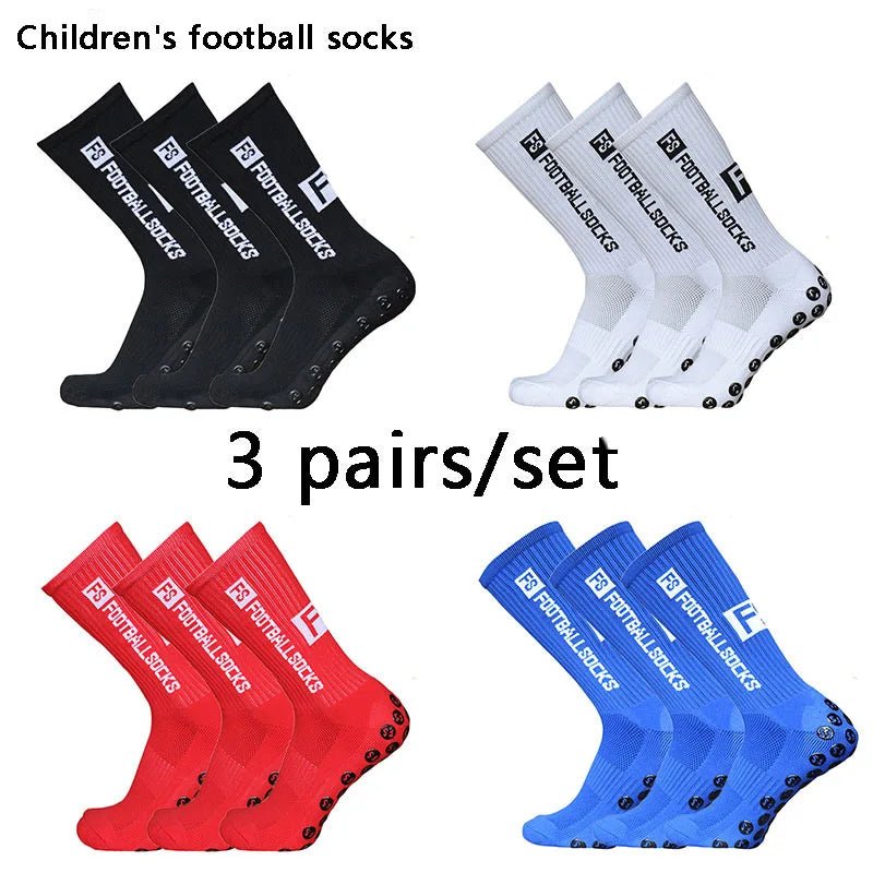 3 pairs 34 - 39 New children and youth sports breathable soccer socks square silicone non - slip grip football socks futbol - PCWLDASHRES