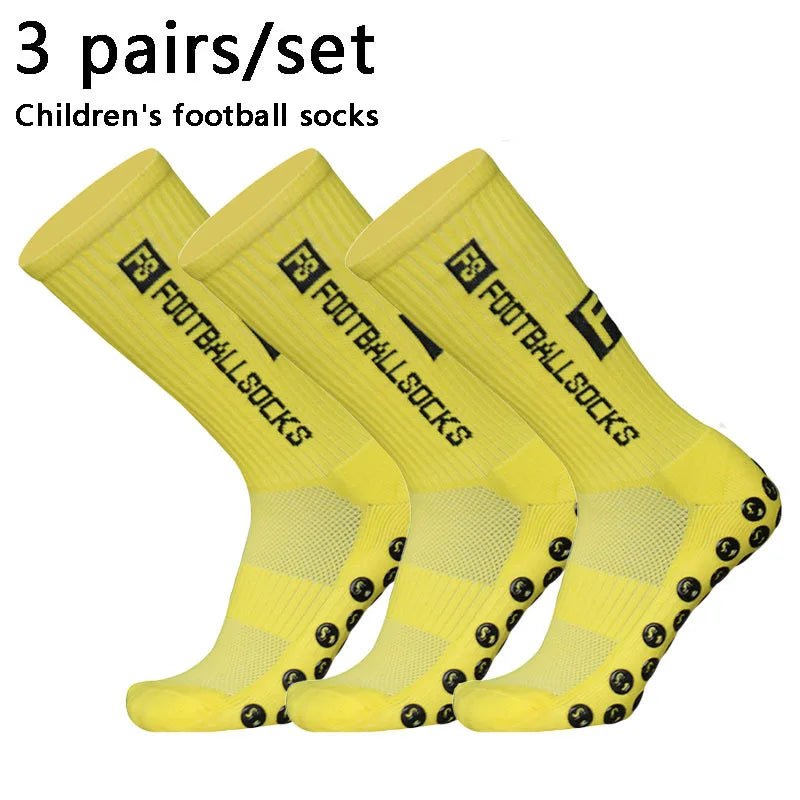 3 pairs 34 - 39 New children and youth sports breathable soccer socks square silicone non - slip grip football socks futbol - PCWLDASHRES