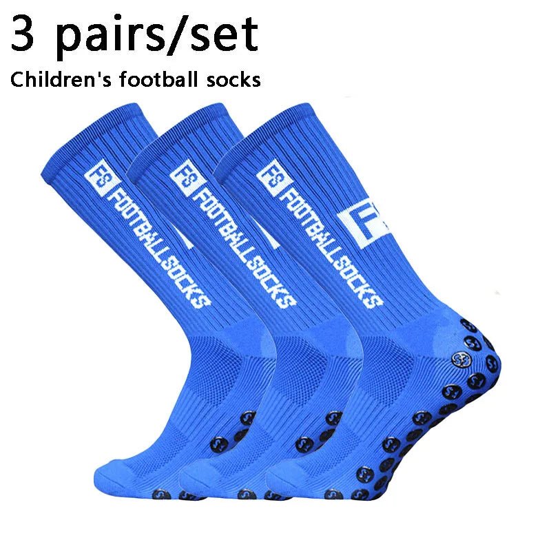 3 pairs 34 - 39 New children and youth sports breathable soccer socks square silicone non - slip grip football socks futbol - PCWLDASHRES