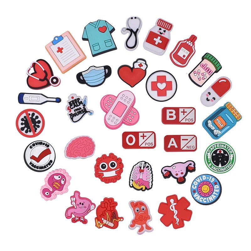 30PCS Healthcare Series Shoe Charms Set For Clogs Bag Bubble Slides Sandals, PVC Shoe Decorations Beach Bag Accessories - PCWLDASHRES