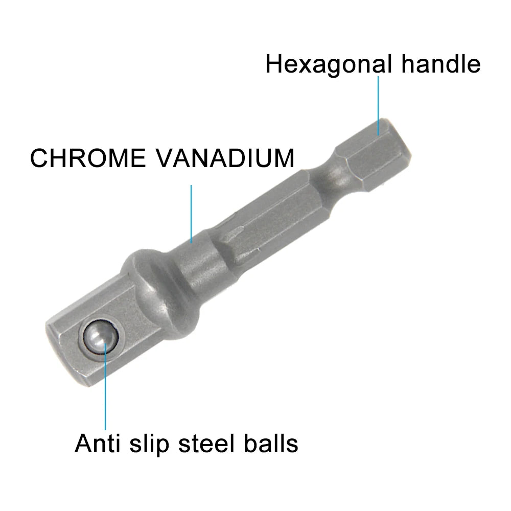 3PC natural hexagonal handle extension rod 50mm adapter 1/2 screwdriver 3/8 square head 1/4 socket power tool accessories