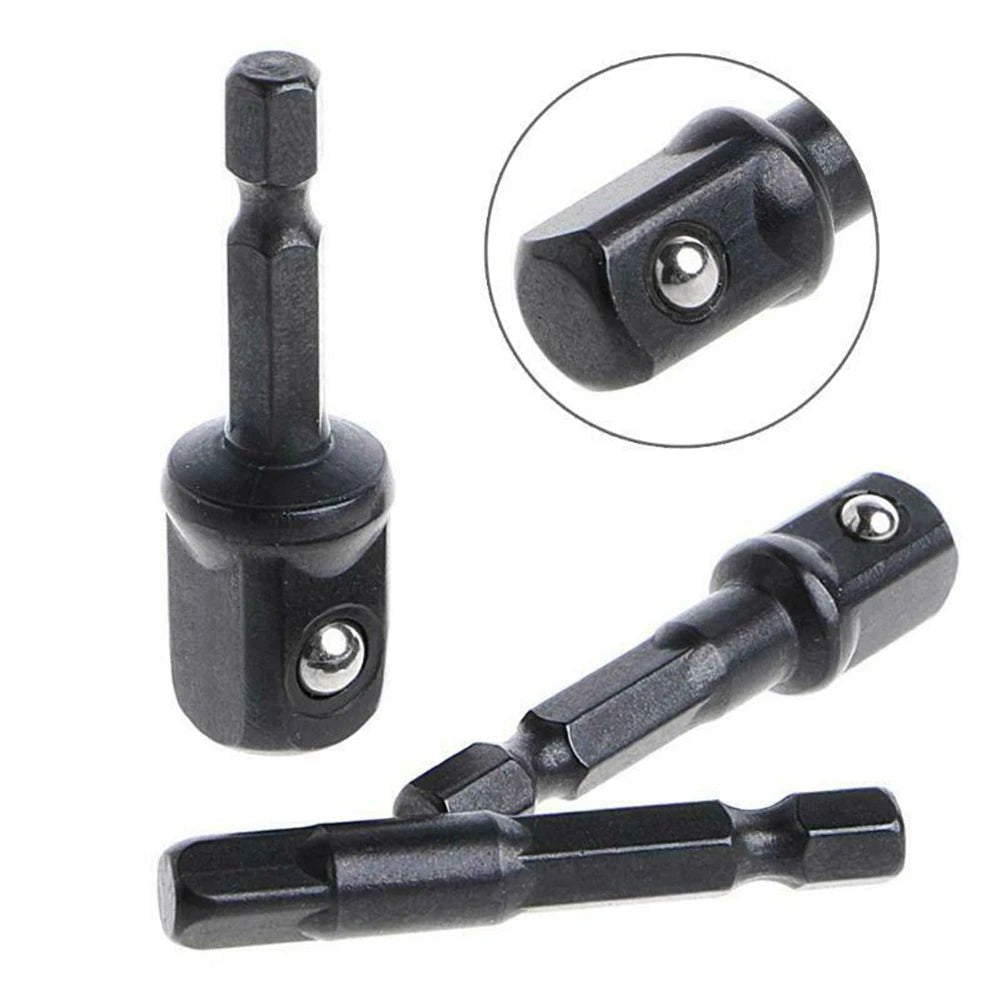 3PC natural hexagonal handle extension rod 50mm adapter 1/2 screwdriver 3/8 square head 1/4 socket power tool accessories - PCWLDASHRES