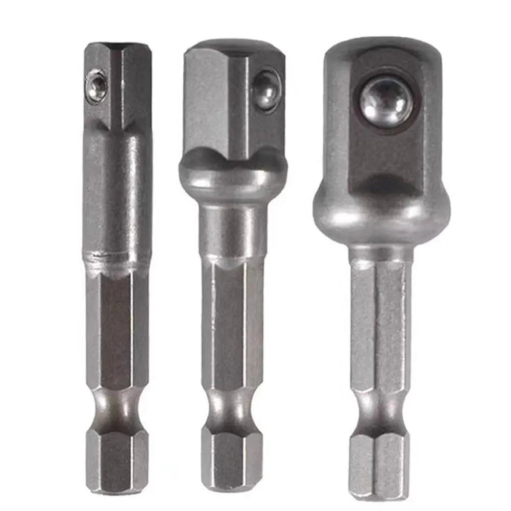 3PC natural hexagonal handle extension rod 50mm adapter 1/2 screwdriver 3/8 square head 1/4 socket power tool accessories - PCWLDASHRES
