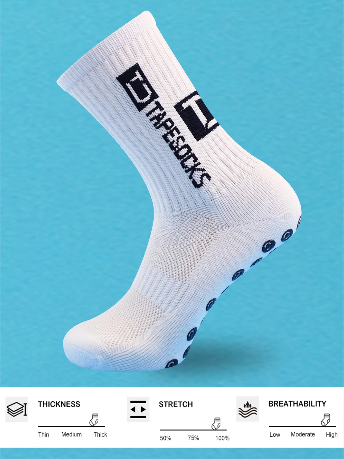 4 Pairs Men's Soccer Socks with Grip, Non Slip Anti Slip Athletic Socks with Cushion Pads for Football/Basketball - PCWLDASHRES