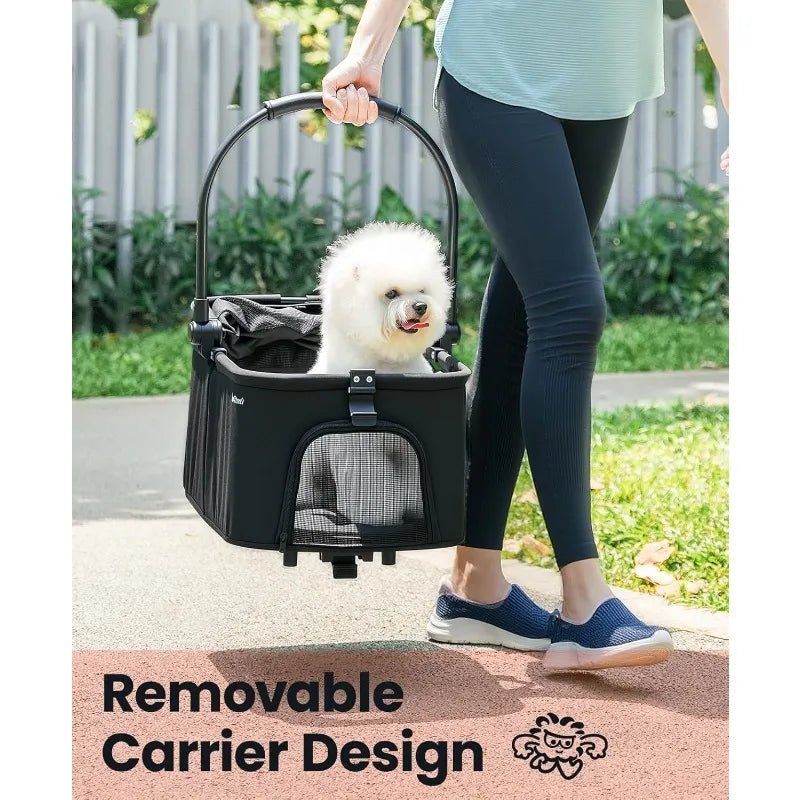 4 Wheels Pet Stroller, Dog Stroller For Small/Medium Dogs And Cats Up To 33 Lbs, One - Click Fold & Draggable, Removable Carrier - PCWLDASHRES