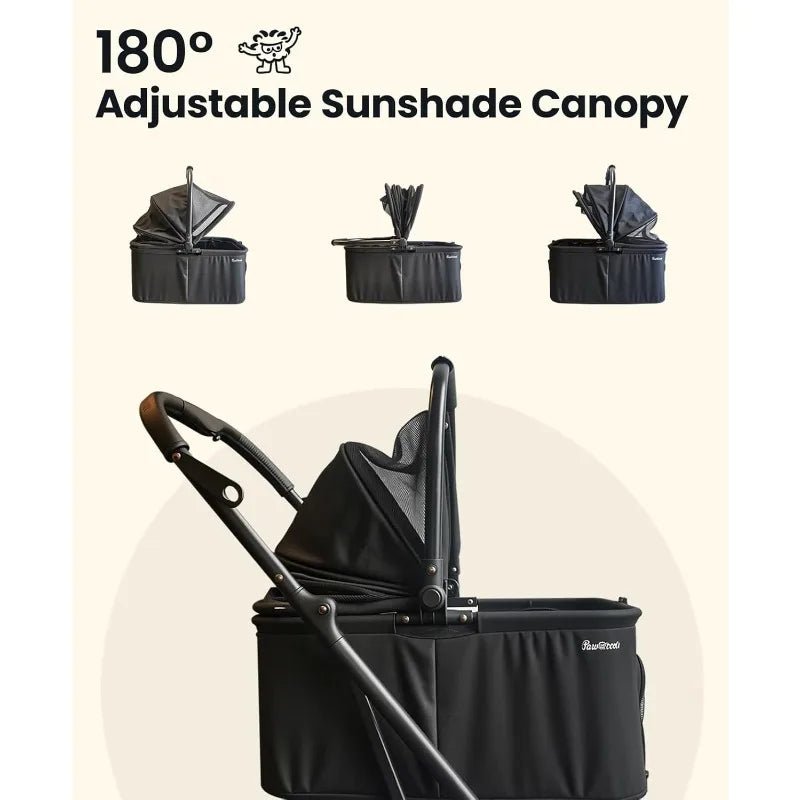 4 Wheels Pet Stroller, Dog Stroller For Small/Medium Dogs And Cats Up To 33 Lbs, One - Click Fold & Draggable, Removable Carrier - PCWLDASHRES
