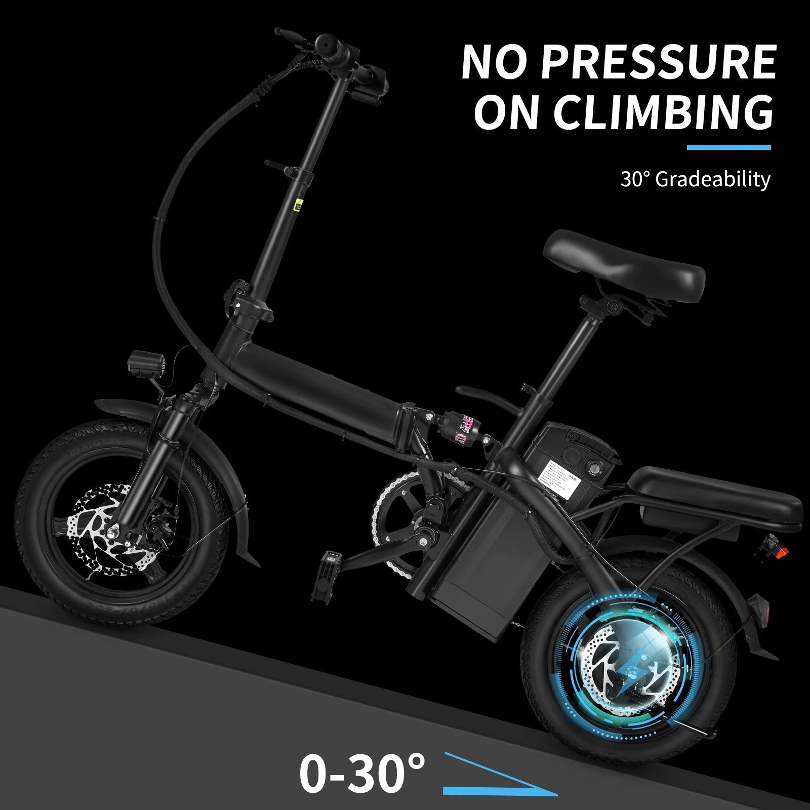 400W dual disc brake adult foldable electric bicycle with seat and basket 14 inches 48V 10.4Ah 22 mile range 20MPH - PCWLDASHRES
