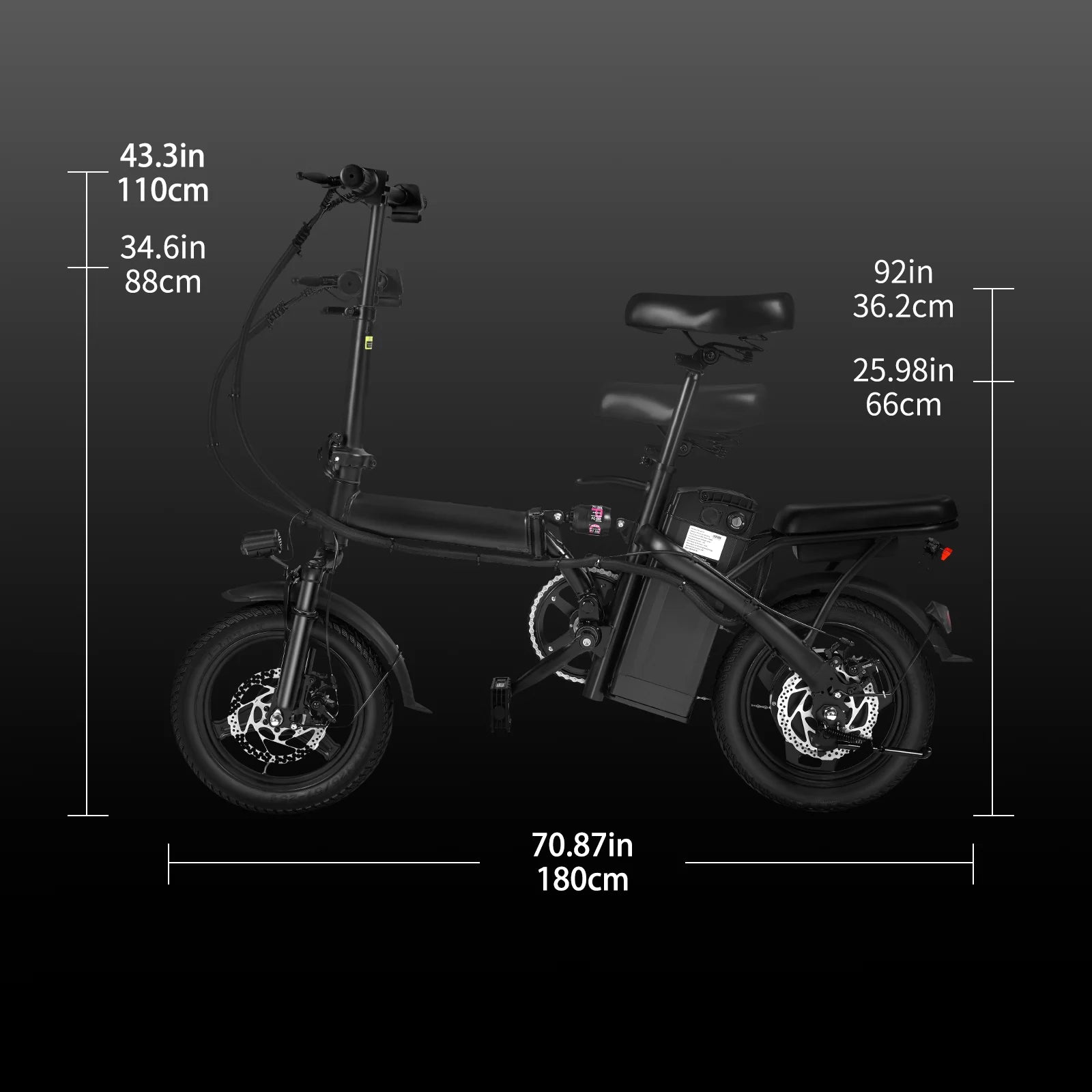 400W dual disc brake adult foldable electric bicycle with seat and basket 14 inches 48V 10.4Ah 22 mile range 20MPH - PCWLDASHRES