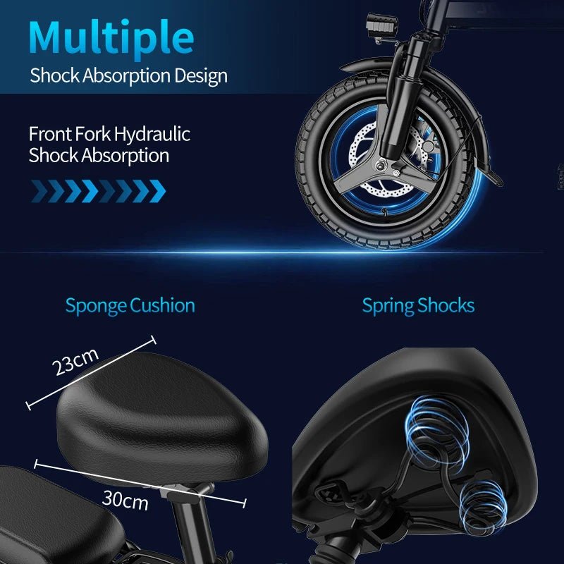 400W Folding E - Bike 20MPH, 45 - Mile Range, 48V Removable Battery Disc Brakes for Adults Commuting & Fitness Electric Bicycle - PCWLDASHRES